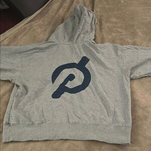 Peloton Gray and Blue Short-Sleeve Hoodie